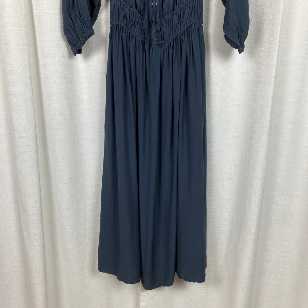 Madewell Dark Baltic Blue Gray Twill Sophia Midi Dress Sz.S - Picture 8 of 16